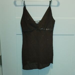 Brown Sequin V-Neck Camisole